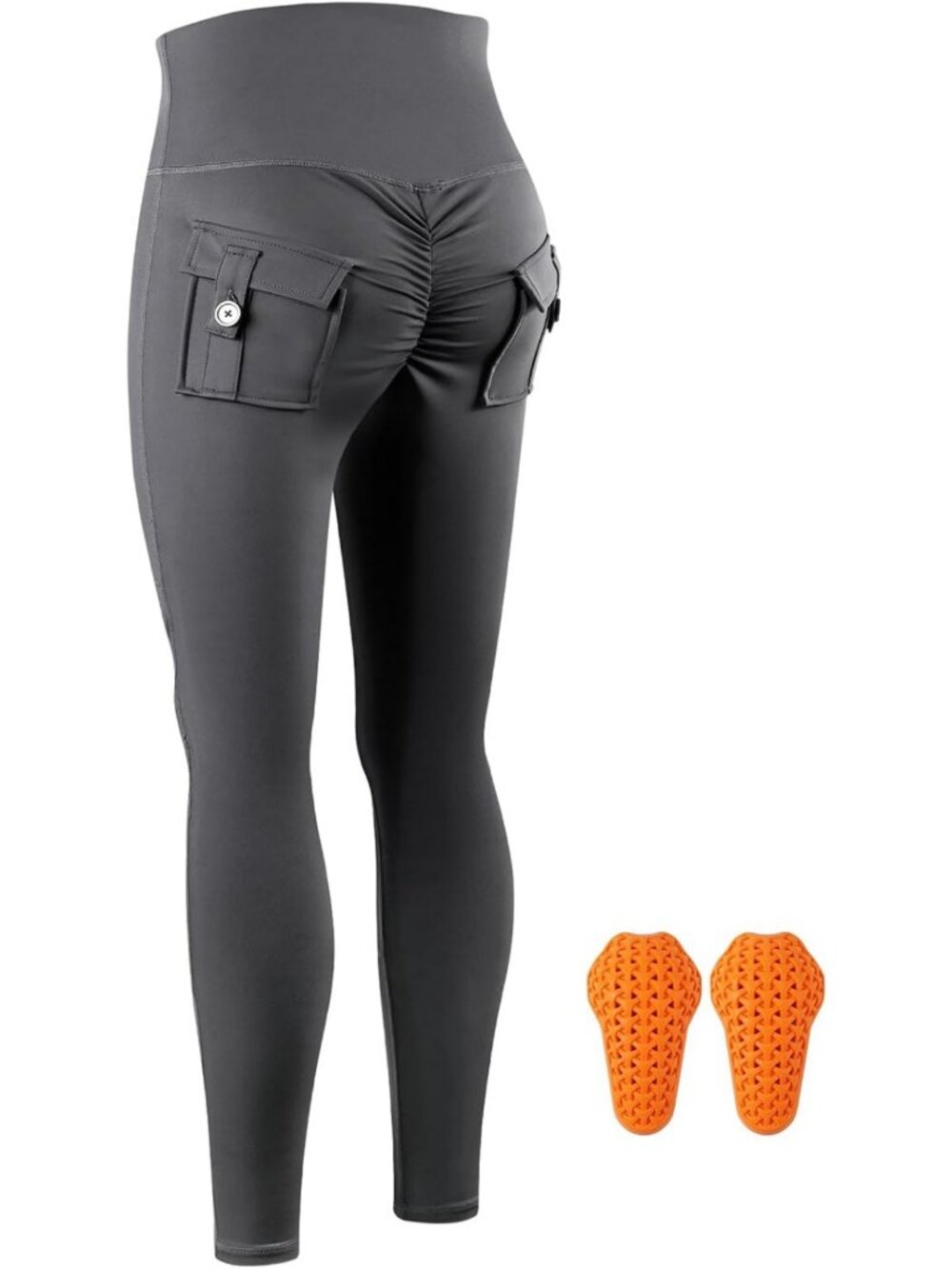 Stylish Women's Motorcycle Yoga Leggings with Removable Knee Pads & Butt Lift
